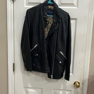 American eagle black faux, leather jacket, size small